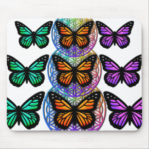 Mousepad Borboletas elegantes flores coloridas da vida