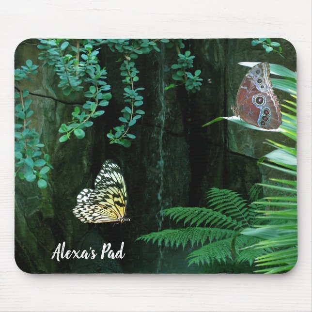 Mousepad borboletas em jardim tropical (Frente)