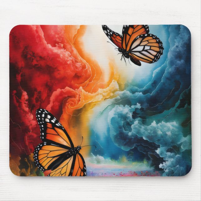 Mousepad Borboletas em uma tempestade colorida. (Frente)