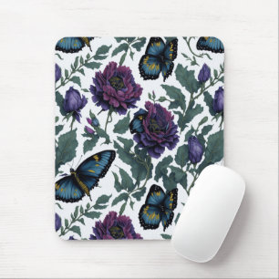 Mousepad Borboletas florais magenta púrpura de ameixa de vi