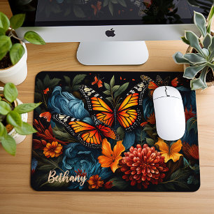 Mousepad Borboletas Monarcas E Lindas Flores Selvagens