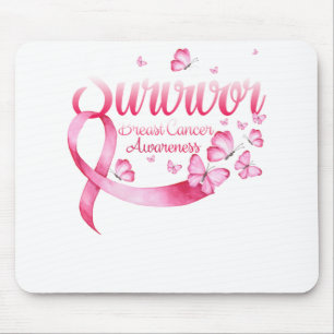 Mousepad Borboletas Rosa de Consciência do Cancer da Mama