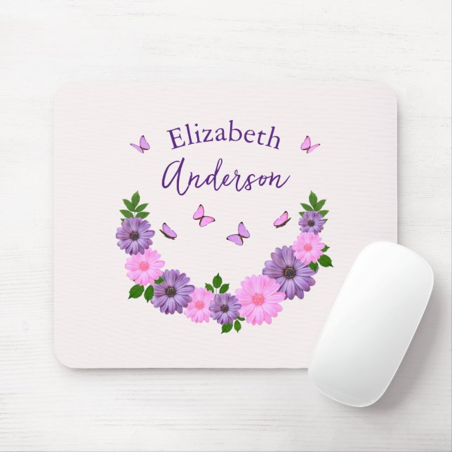 Mousepad Borboletas rosa e púrpura (Com mouse)