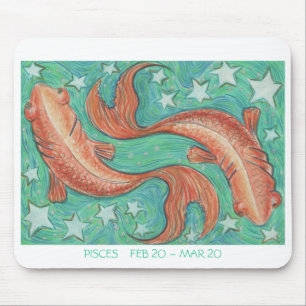Mousepad Borda branca do bloco de Peixes zodiac