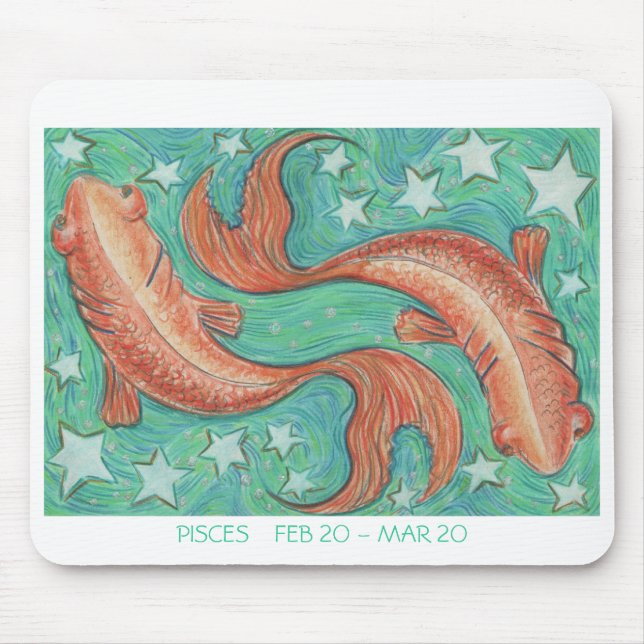Mousepad Borda branca do bloco de Peixes zodiac (Frente)