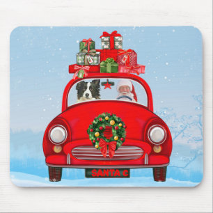 Mousepad Borda Cachorro Collie No Carro Com Papai Noel