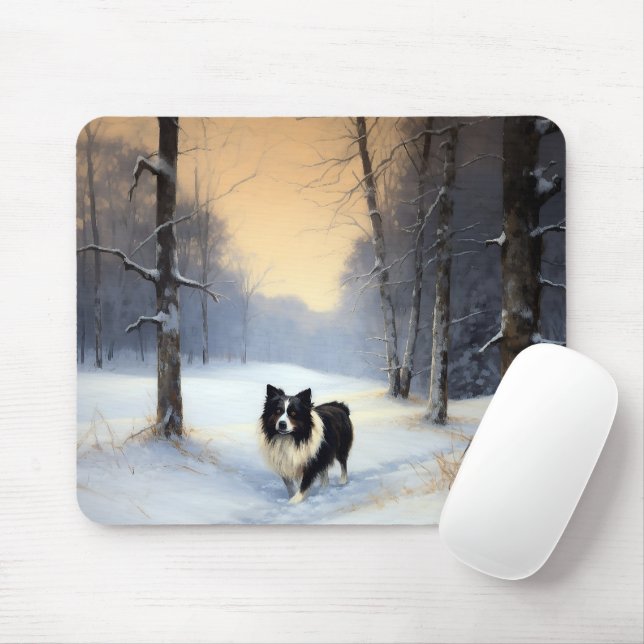 Mousepad Borda Collie Deixe-o nevar no Natal (Com mouse)