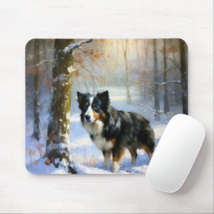 Mousepad Borda Collie Deixe-o nevar no Natal