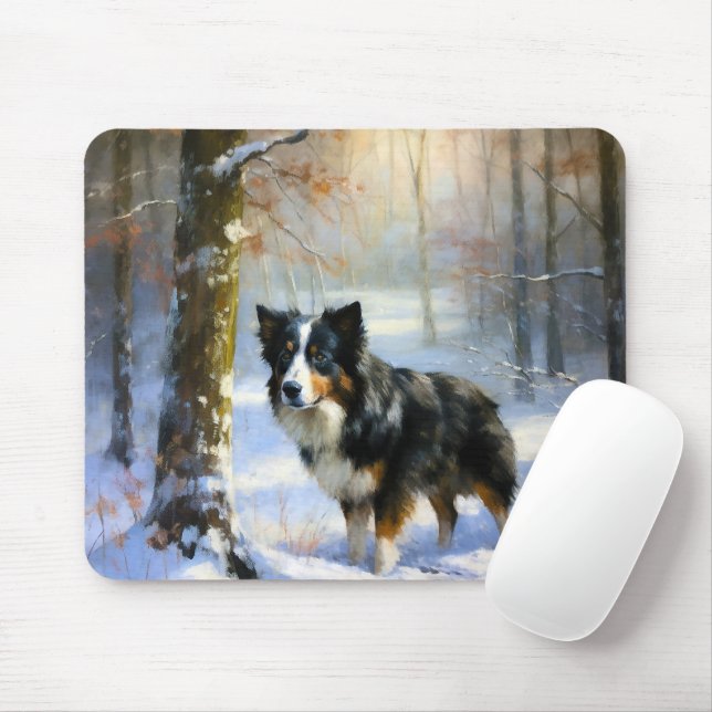 Mousepad Borda Collie Deixe-o nevar no Natal (Com mouse)