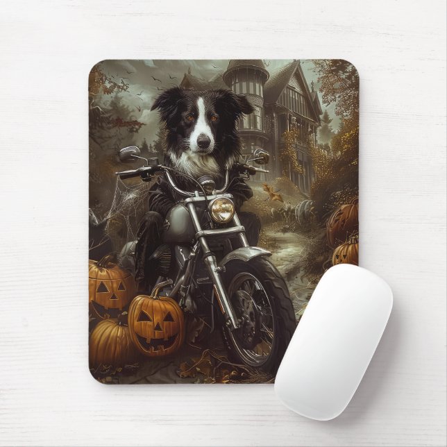 Mousepad Borda Collie Dirigindo Motocicleta Assustando Hall (Com mouse)