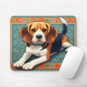 Mousepad Borda Colorida 3D do Beagle 3D Realista na moda