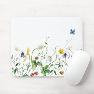 Mousepad Borda De Flor Selvagem Com Borboleta