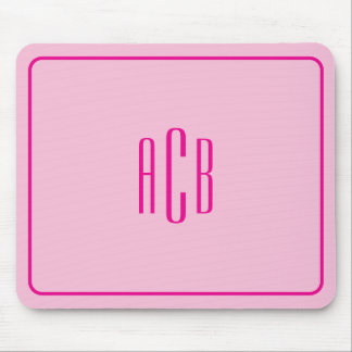 Mousepad Borda de Monograma Rosa Neon de Três Letras Simple