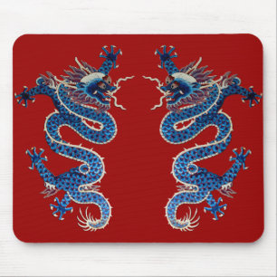 Mousepad Bordado oriental azul do chinês da antiguidade dos