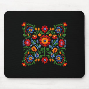 Mousepad Bordado ucraniano engraçado Flores tradicionais Na