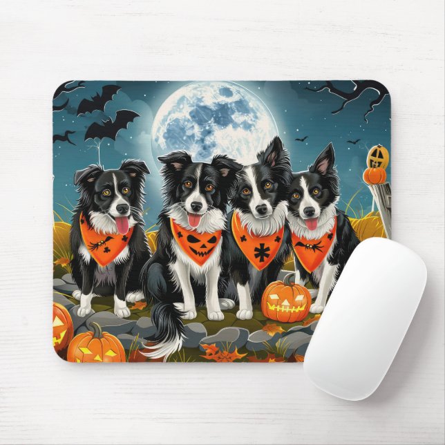 Mousepad Border Collie Halloween Assustador (Com mouse)