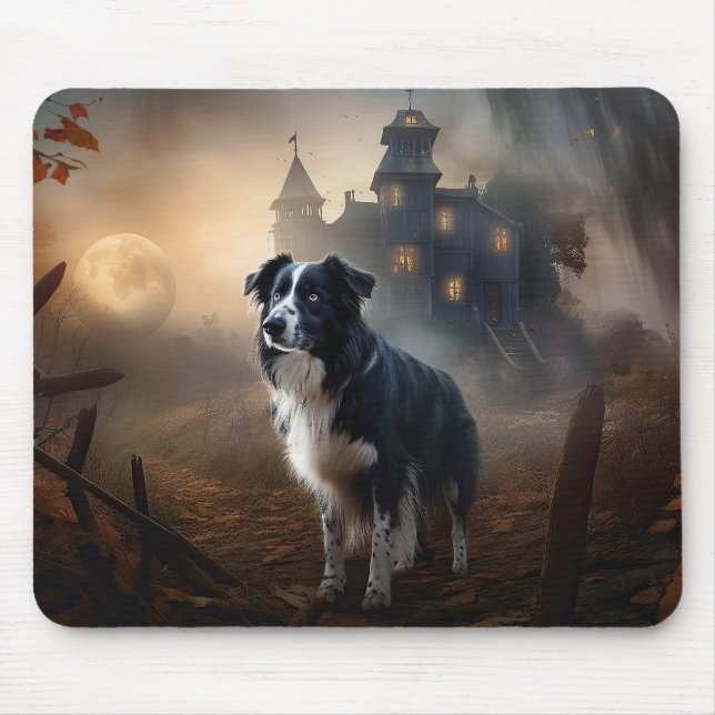 Mousepad Border Collie Halloween Scary (Frente)