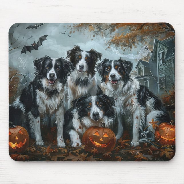 Mousepad Border Collie Noite de Halloween Delícia Canina (Frente)