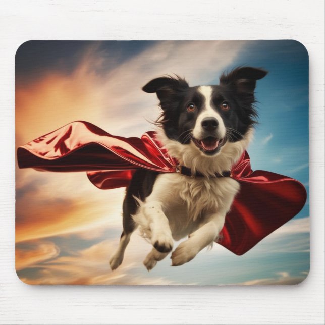 Mousepad Border Collie Super-Herói (Frente)