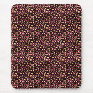 Mousepad Bordô e Dourado Série Leopardo Design 1