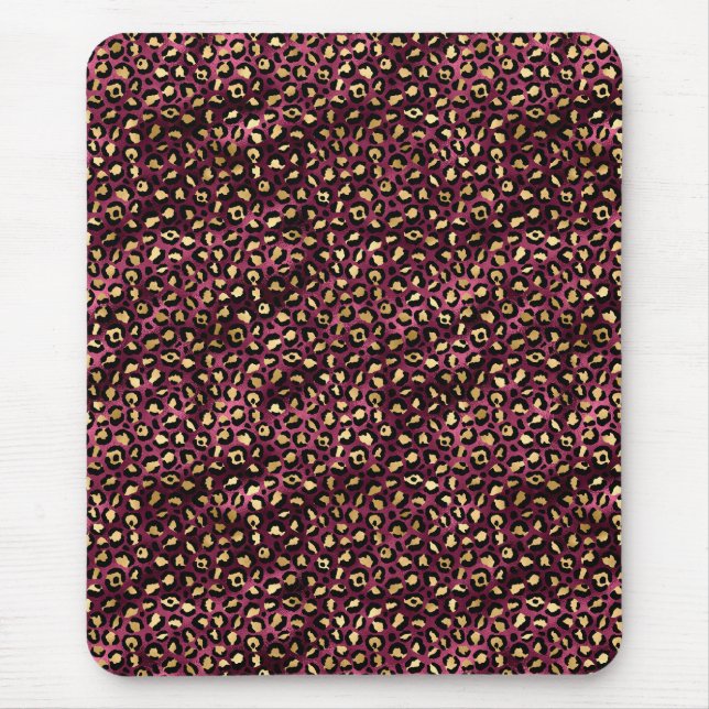 Mousepad Bordô e Dourado Série Leopardo Design 1 (Frente)