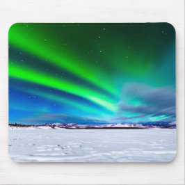 Mousepad Borealis da Aurora sobre o lago congelado Laberge,