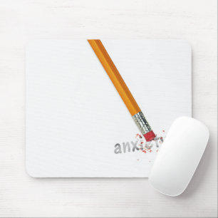 Mousepad Borracha de lápis com texto de ansiedade
