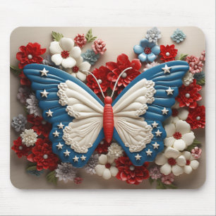 MOUSEPAD BORRACHA E FLORES DE PATRIÓTICOS BRANCOS VERMELHOS