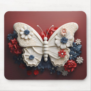 MOUSEPAD BORRACHA E FLORES DE PATRIÓTICOS BRANCOS VERMELHOS