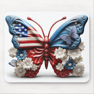 MOUSEPAD BORRACHA E FLORES DE PATRIÓTICOS BRANCOS VERMELHOS