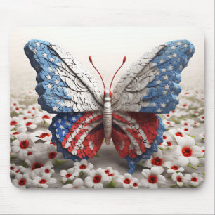 MOUSEPAD BORRACHA E FLORES DE PATRIÓTICOS BRANCOS VERMELHOS