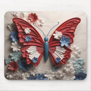 MOUSEPAD BORRACHA E FLORES DE PATRIÓTICOS BRANCOS VERMELHOS