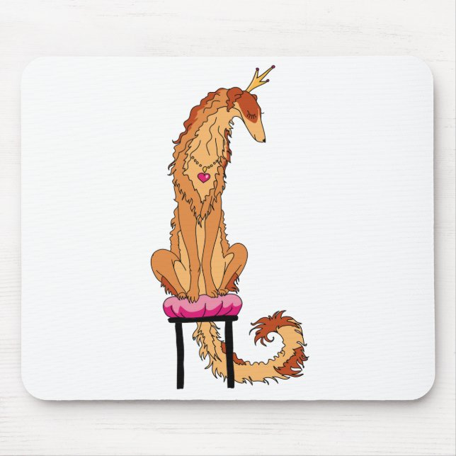 Mousepad Borzoi Princesas Vermelho e Dourado (Frente)