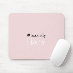 Mousepad #Bosslady Rosa Caligrafia Nome personalizado