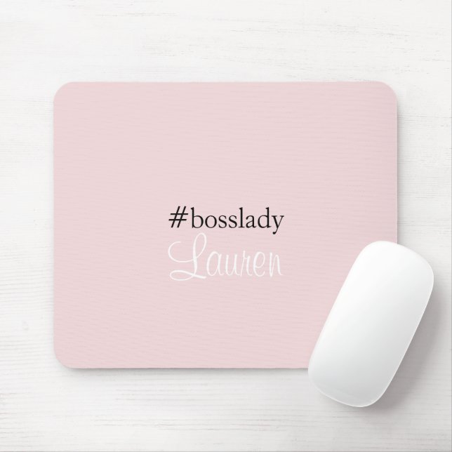 Mousepad #Bosslady | Rosa | Caligrafia | Nome personalizado (Com mouse)