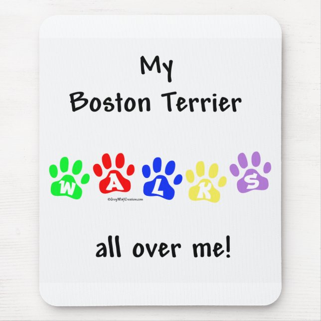 Mousepad Boston Terrier anda por cima de mim (Frente)