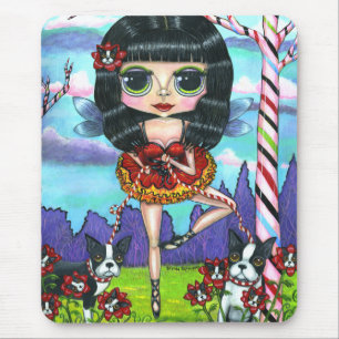 Mousepad Boston Terrier Balé Ballerina Fada Grandes Olhos
