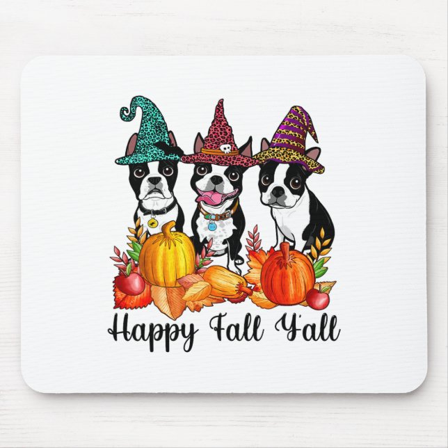 Mousepad Boston Terrier Dog Fall Ya'll Halloween Cost (Frente)