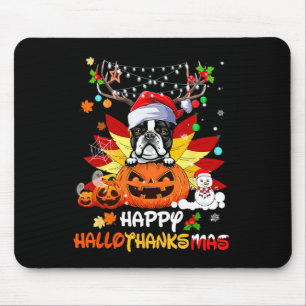 Mousepad Boston Terrier Dog Halloween E Feliz Natal