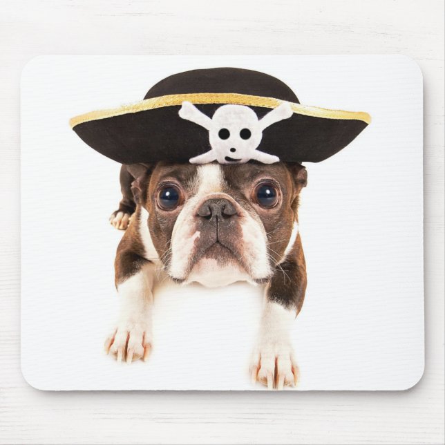 Mousepad Boston Terrier Dog Vestido Como Pirata (Frente)