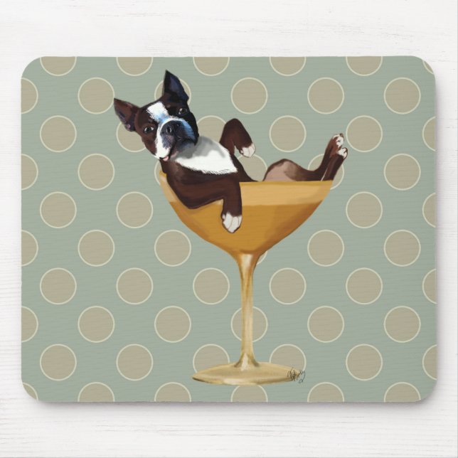 Mousepad Boston Terrier em Copktail Glass (Frente)