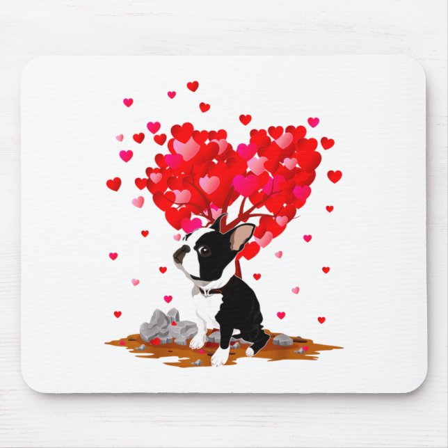 Mousepad Boston Terrier Lover Heart Shape Boston Terrier Va (Frente)