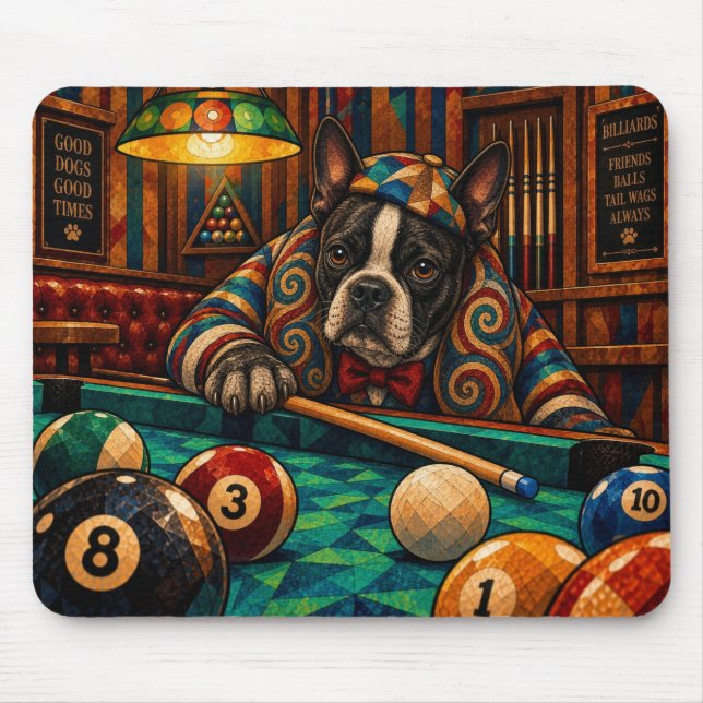 Mousepad Boston Terrier, Mosaico Geométrico (Frente)