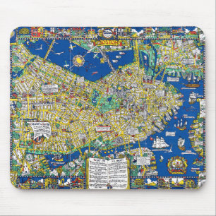Mousepad Boston vintage — mapa antigo da cidade dos EUA