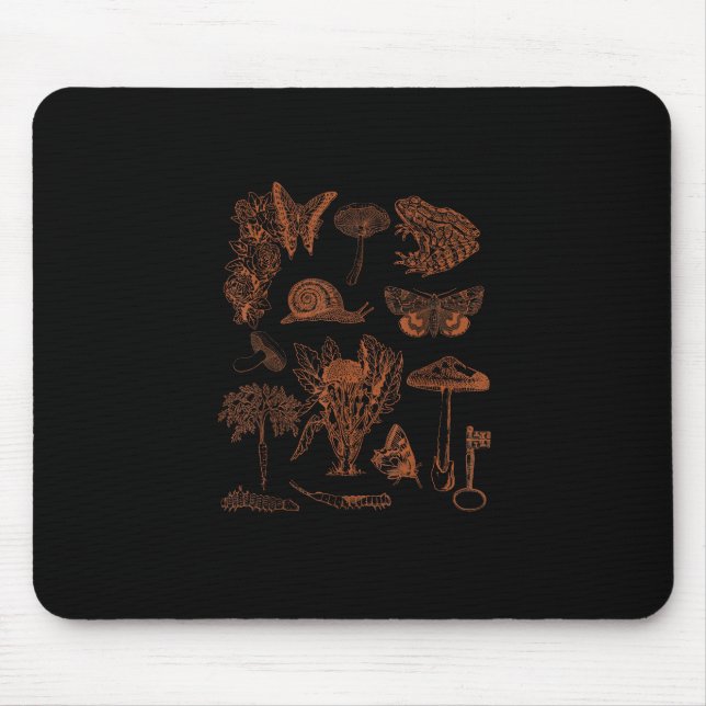 Mousepad Botanical Art, Frog Fungi Goblincore Aesthetic Cot (Frente)