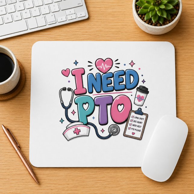 Mousepad Botão de Enfermeira Engraçada Preciso de Férias (Criador carregado)