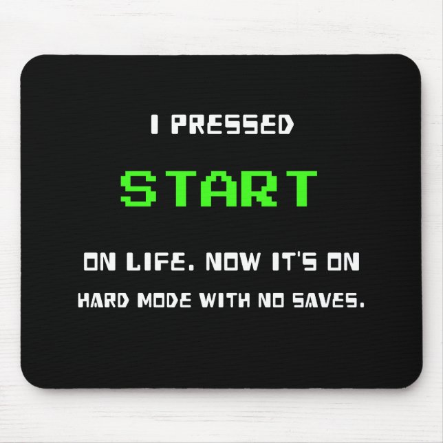 Mousepad Botão START Retro 8 Bit Pixel Art Gamer Jogos  (Frente)