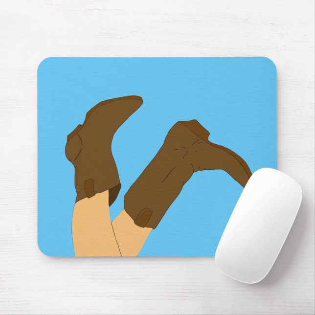 Mousepad Botas de vaqueiro em fundo azul claro (Com mouse)