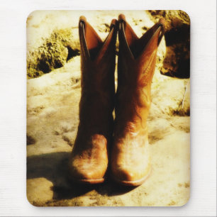 Mousepad Botas de vaqueiro ocidentais do país rústico na
