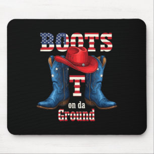 Mousepad Botas no Chão Cowboy Chapéu Vermelho 4 de Julho